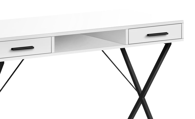 Rowan 42\" Office Desk with 2-Drawers & Cubbyhole - White