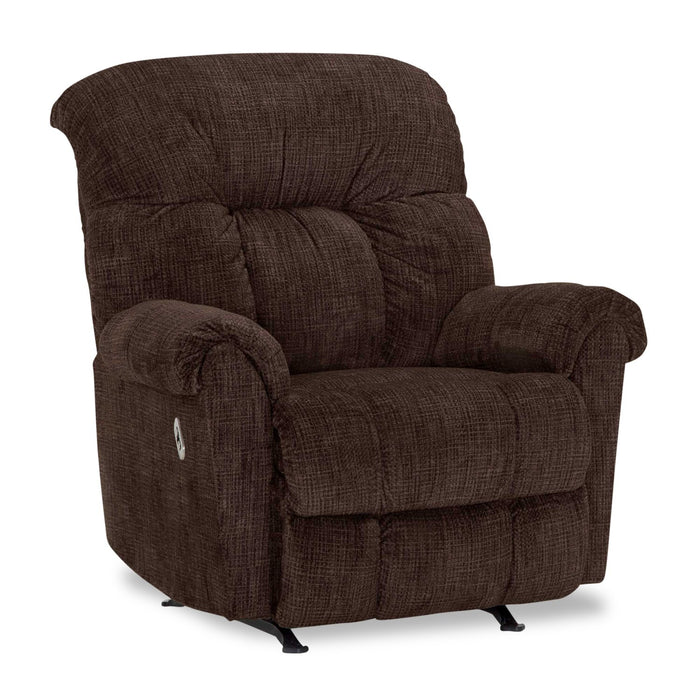 DESIGNED2B 36\" Chenille Fabric Power Rocker Reclining Chair - Fighter Mink Brown