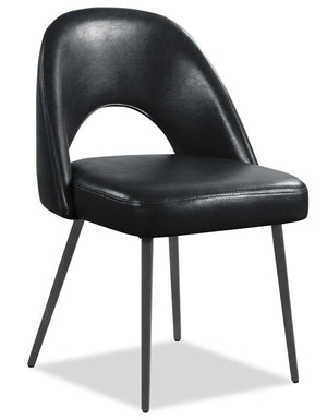 Elijah Dining Chair with Vegan Leather Fabric, Metal - Black