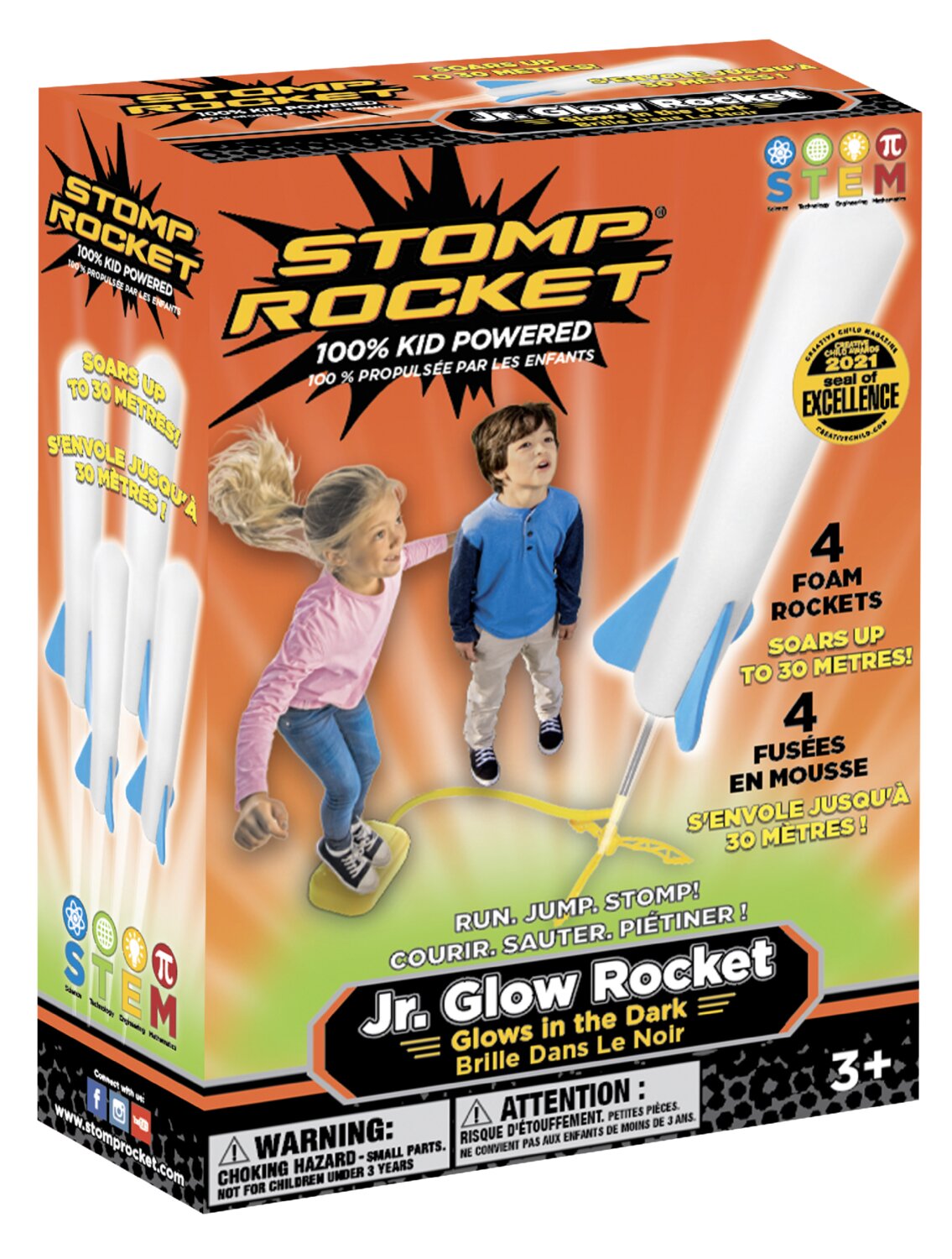 Original Stomp Rocket Jr. Glow Rockets The Brick