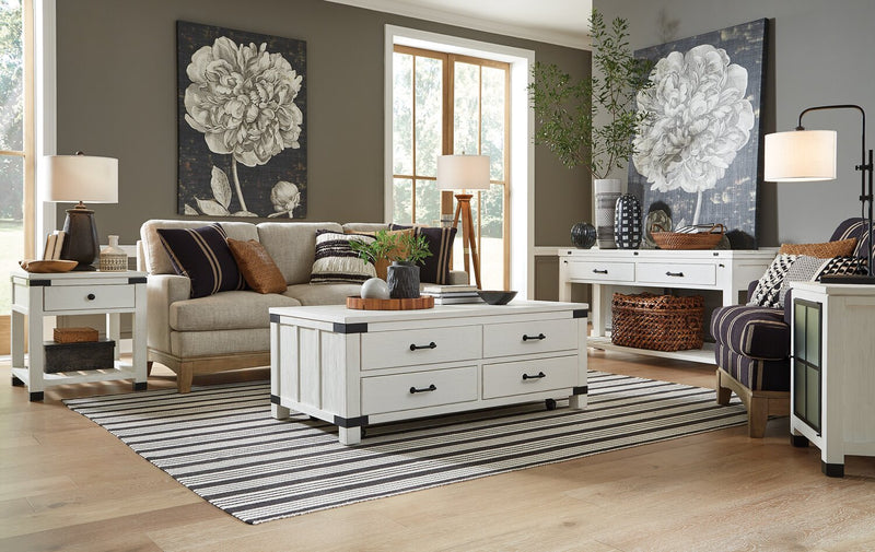 Harper 50\" Modern Lift Top Coffee Table with Storage and Casters - White Pine