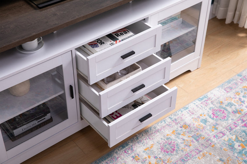 Melody 100\" 3-Piece Entertainment Centre with Storage and Cable Management for TVs up to 65\"- White