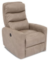 Quinn Leather-Look Fabric Swivel Rocker Power Recliner - Taupe