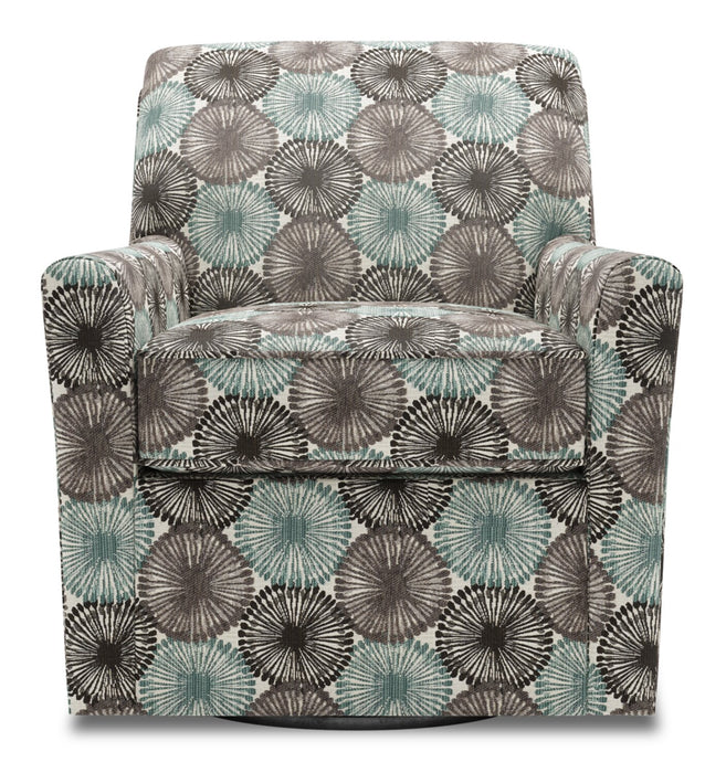 Made in Canada Sofa Lab Customizable Swivel 31\" Fabric Accent Chair - Midnight Multicolour