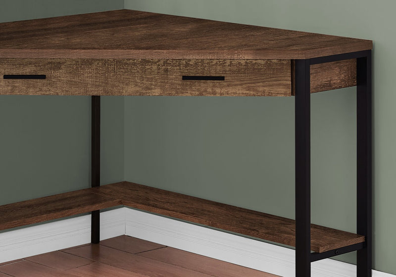 Christiana 42\" Corner Office Desk with Drawer - Brown