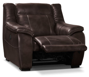 Novo Leather-Look Fabric Power Recliner - Brown