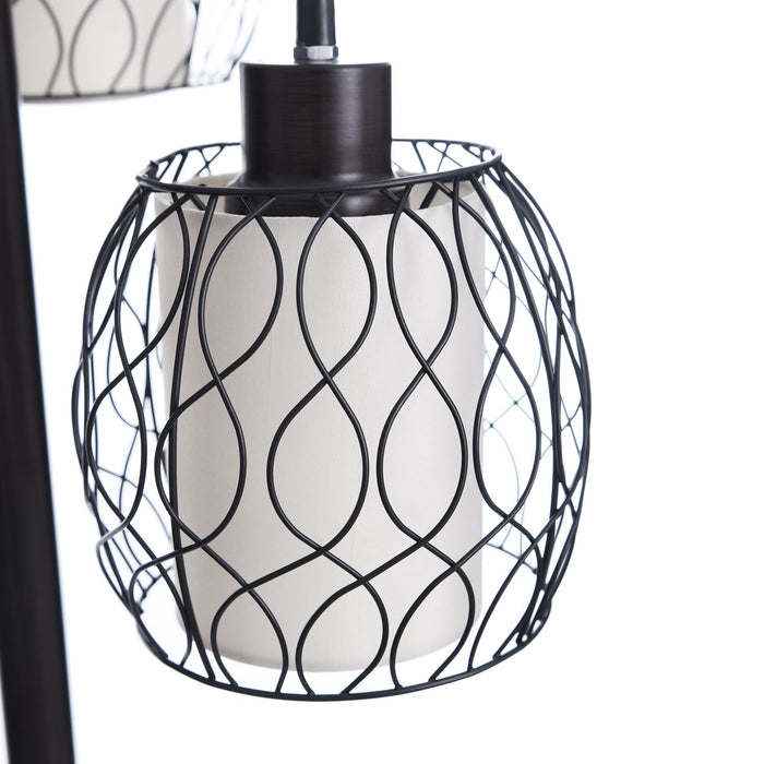 Delano 37.5\" Antiqued-Bronze with Black Wire Shade Table Lamp 