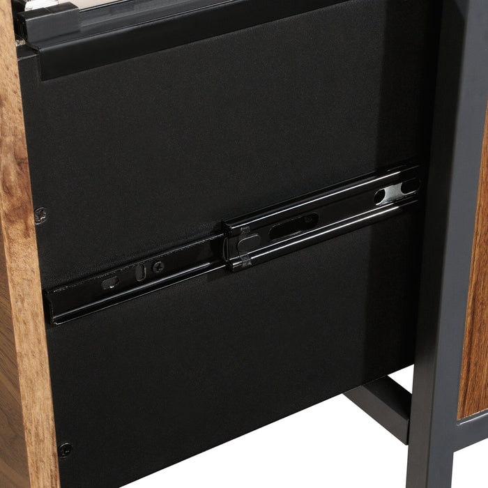 Elzie 65.98\" L-Shaped Office Desk - Gr& Walnut 