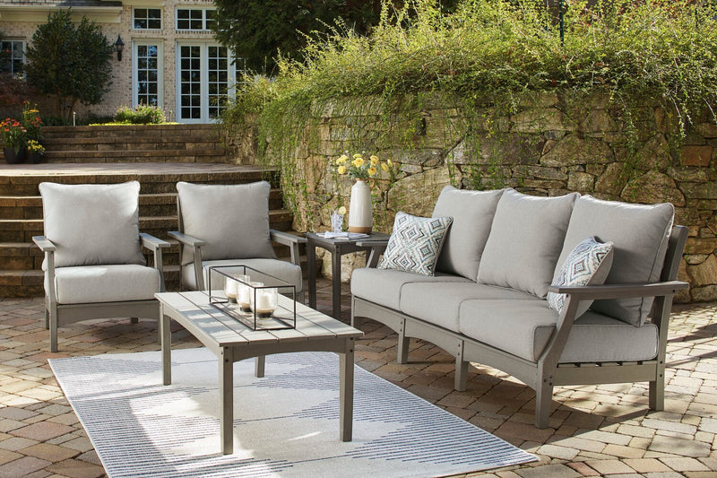 Cape Outdoor Patio End Table - 21\"W, High Density Plastic, UV & Weather Resistant - Grey