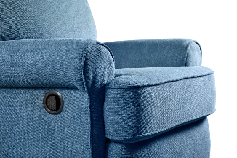 Bevin 34.4\" Chenille Fabric Swivel Glider Reclining Chair - Blue