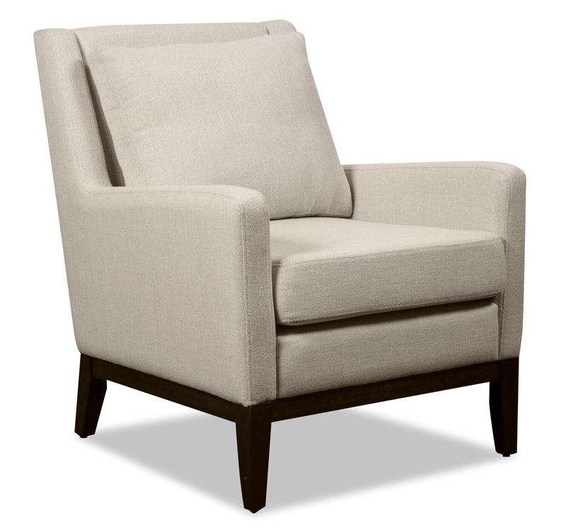 Adel Linen-Look Fabric Accent Chair - Beige - Contemporary style Accent Chair in Beige Plywood, Rubberwood