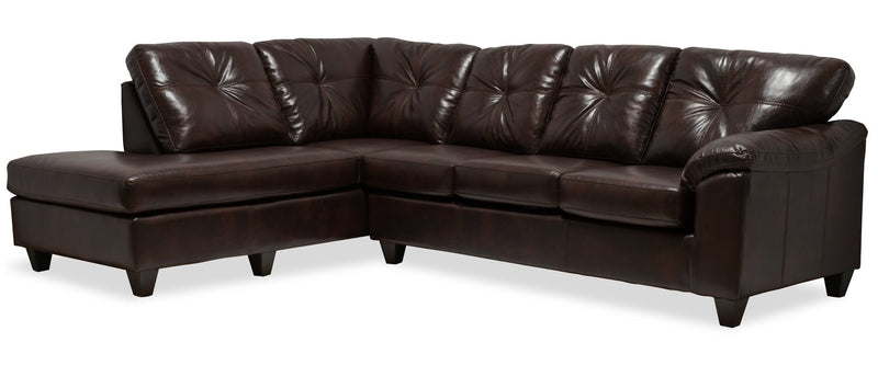 Made in Canada Addison 2-Piece Left-Facing Faux Leather Sectional with Removable Seat Cushions - Brown