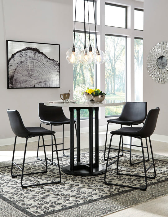 Cole Counter-Height Stool with Vegan Leather Fabric, Metal - Black