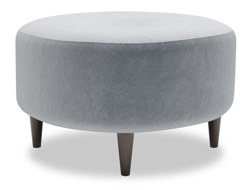 Made in Canada Customizable Sofa Lab The Curve 31\" Velvet Fabric Ottoman - Grey
