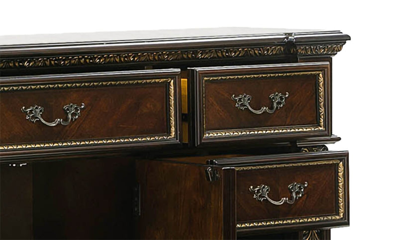 Wynn 6pc Bedroom Set with Bed, Dresser, Mirror & Nightstand, Cherry Brown - Queen Size
