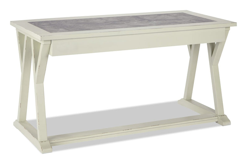 Jonileene 60" Office Desk with 3Drawers Distressed White with Fa... The Brick
