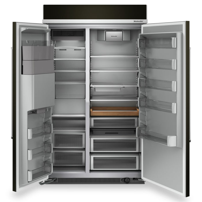 KitchenAid 48\" 30 Cu. Ft. Side-by-Side Refrigerator - Black Stainless Steel with PrintShield™ Finish - KBSD708MBS