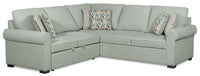 2-Piece Chenille Sectional with Left-Facing Sleeper Sofa - Seafoam 