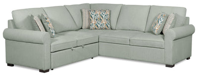 Scott Living Haven 2-Piece Left-Facing Chenille Fabric Sleeper Sectional - Seafoam Blue | Sofa-lit sectionnel de gauche Haven de Scott Living 2 pièces en tissu de chenille - bleu écume de mer