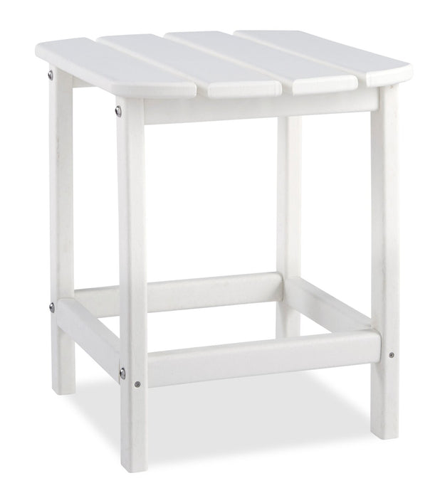 Bask Outdoor Patio End Table - 15\"W, High Density Plastic, UV & Weather Resistant - White