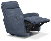 Jeffery Velvet Swivel Glider Recliner - Indigo 