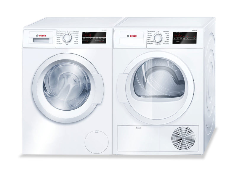 Bosch 300 Series 2.2 Cu. Ft. Front-Load Washer and 4 Cu. Ft. Conden ...