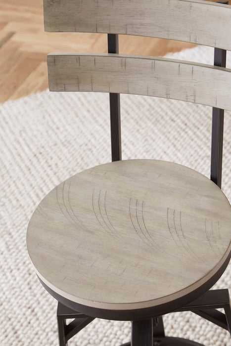 Axel Barstool with Swivel & Adjustable Seat, Slat-Back, Metal - White