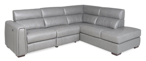 Portia 3-Piece Genuine Leather Right-Facing Power Reclining Sectional - Grey