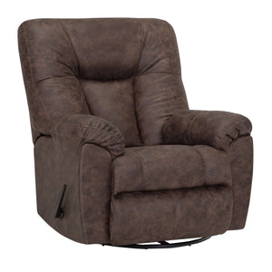 4703 Leather-Look Fabric Swivel Rocker Recliner - Ranger Coffee