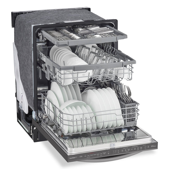 LG 24\" 46 dBA Built-In Top-Control Smart Dishwasher with QuadWash® - Smudge Proof Black Stainless Steel - LDTS5552D