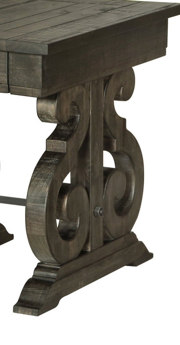 Bellamy 22\" Traditional End Table with Storage - Dark Brown Pine with Scroll Design Wood Base