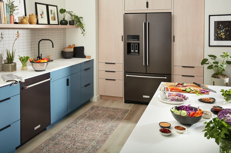 KitchenAid 36\" 26.8 Cu. Ft. French-Door Refrigerator - Black Stainless - KRFF577KBS