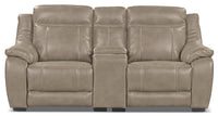 Novo Leather-Look Fabric Power Reclining Loveseat - Taupe 