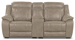 Novo Leather-Look Fabric Power Reclining Loveseat - Taupe