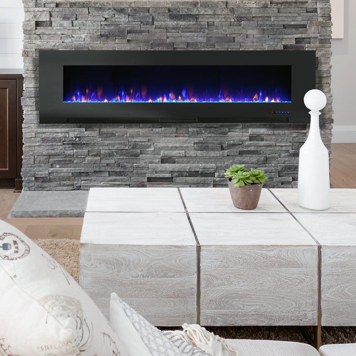 Billy 60\" Modern Wall Mounted Electric Fireplace - Black