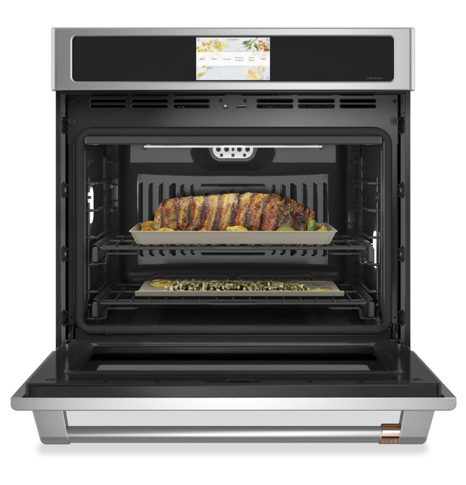 Cafe 30\" 5 Cu. Ft. Electric Wall Oven with True European Convection with Self Clean Racks - Stainless - CTS90DP2NS1