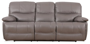 Franco Genuine Leather Power Reclining Sofa - Grey | Sofa à inclinaison électrique Franco en cuir véritable - gris