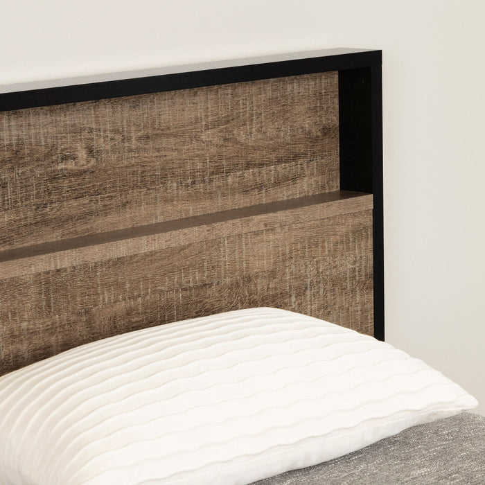 Everley Platform Bed Set with Panel Headboard, Built-in Storage & Baskets, Two-Tone - Twin Size