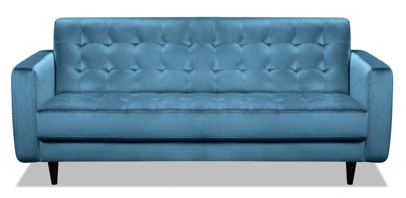 Devlin Velvet Sofa - Blue - Glam, Modern, Retro style Sofa in Blue Plywood, Solid Woods
