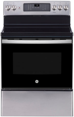 GE 5 Cu. Ft. Freestanding Electric Range with No-Preheat Air Fry - JCB840STSS