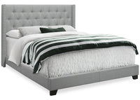 Portia Linen-Look Queen Bed - Grey 