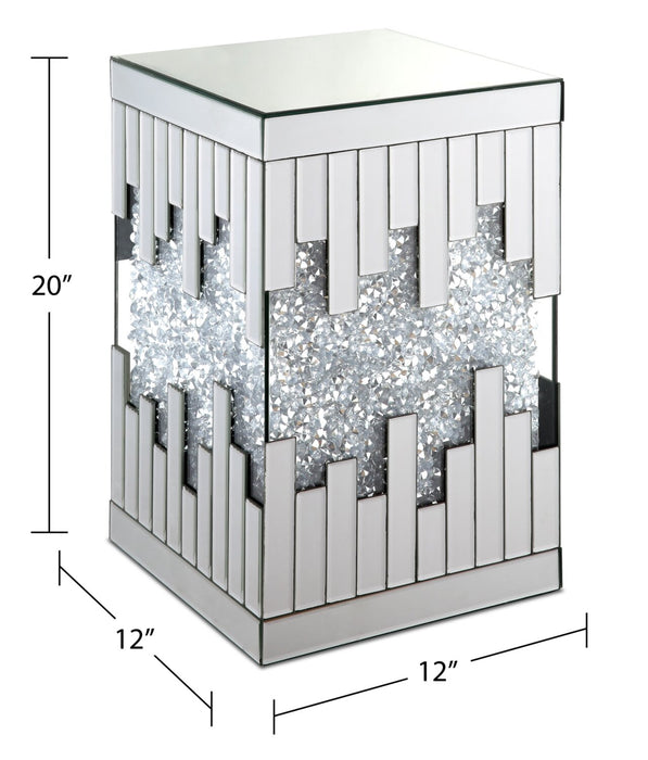 Lori 12\" Mirrored Accent Table with Crystals - Silver