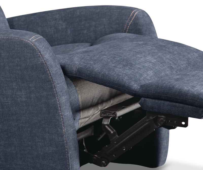 Jeffry 30.3\" Velvet Fabric Swivel Glider Reclining Chair - Indigo Blue