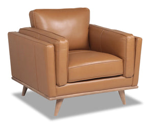 Vivia Top-Grain Genuine Leather Chair - Caramel