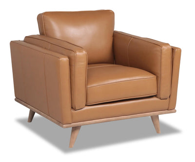 Vivia Top-Grain Genuine Leather Chair - Caramel 