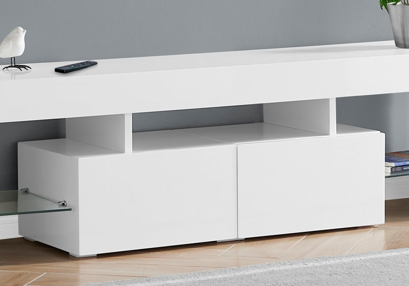 Maggie 63\" Modern TV Stand with Storage and Cable Management for TVs up to 70\"- White