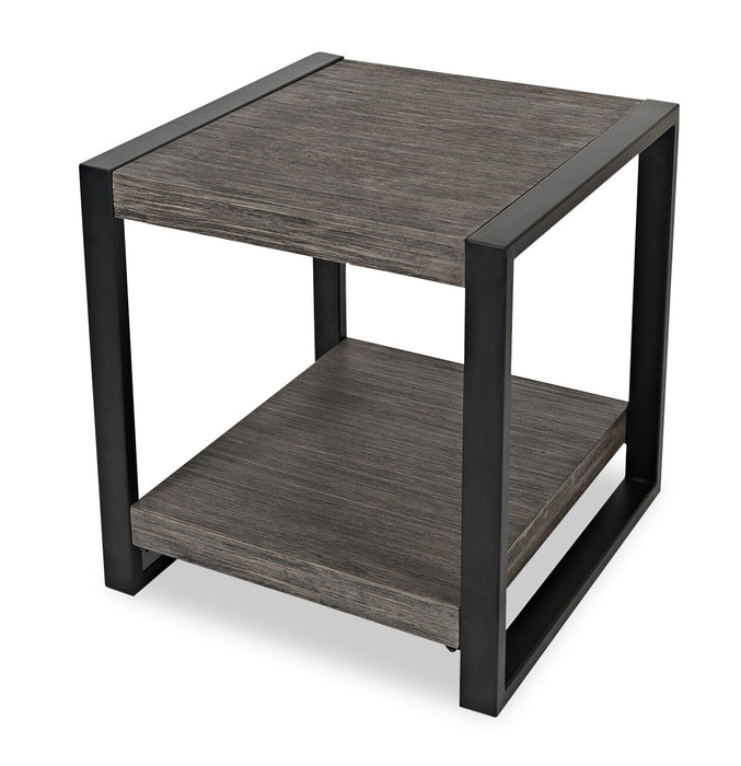 Apex 23\" Modern End Table with Shelf - Grey with Black Metal Legs