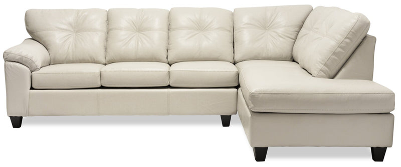 Made in Canada Addison 2-Piece Right-Facing Faux Leather Sectional with Removable Seat Cushions - Beige