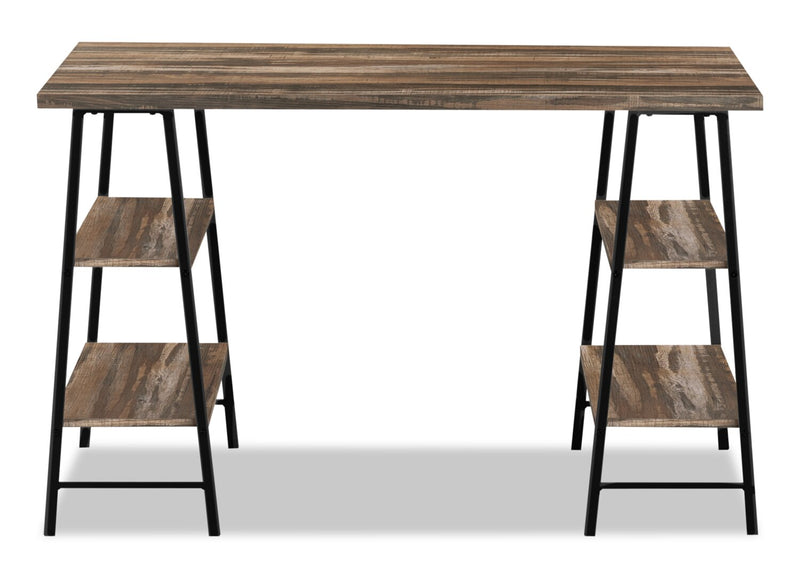 Jonnie 47.25\" Office Desk with Sawhorse-style Legs - Brown