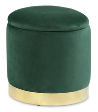 Phebe Velvet Storage Ottoman - Green 